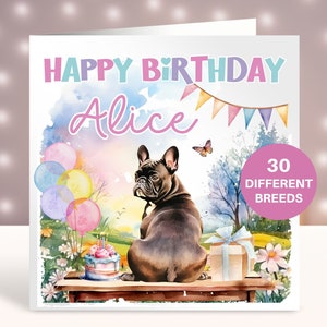 Cartão de aniversário personalizado de buldogue francês, cartão para irmã, melhor amiga, cartão para filha, neta, sobrinha, esposa, mãe de cachorro, mãe de cachorro, cartão de animal de estimação