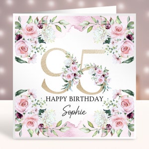 Carte personnalisée du 95e anniversaire, carte pour elle, cadeau du 95e anniversaire, tout âge, carte de joyeux anniversaire, soeur, amie, maman, tante, fille