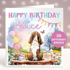 Cartão de aniversário personalizado de Basset Hound, cartão para irmã, melhor amiga, cartão para filha, neta, sobrinha, esposa, mãe de cachorro, mãe de cachorro, cartão de animal de estimação