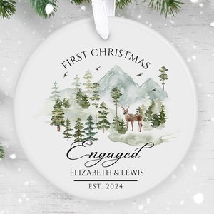Unser erstes Weihnachten verlobt, personalisierte Keramikdekoration, Weihnachtsverzierung 2024, personalisierte Weihnachtsverzierung, 1