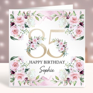 Carte personnalisée 85e anniversaire, carte pour elle, cadeau 85e anniversaire, tout âge, carte de joyeux anniversaire, soeur, amie, maman, tante, fille