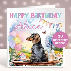 Cartão de aniversário personalizado de Dachshund, cartão para irmã, melhor amiga, cartão para filha, neta, sobrinha, esposa, mãe de cachorro, mãe de cachorro, cartão de animal de estimação