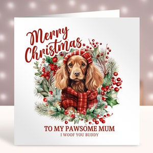 Gepersonaliseerde kerstkaart van de hond, pawsome papa, mama, Cavalier King Charles Spaniel, hondenliefhebberskaart, kaarten voor hondenbezitters