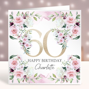Personalisierte 60.Geburtstagskarte, Karte für sie, 60.Geburtstagsgeschenk, jedes Alter, alles Gute zum Geburtstag, Schwester, Freund, Mutter, Tante, Tochter