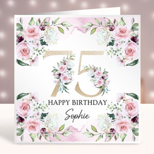 Personalisierte 75.Geburtstagskarte, Karte für sie, 75.Geburtstagsgeschenk, jedes Alter, alles Gute zum Geburtstag, Schwester, Freund, Mutter, Tante, Tochter