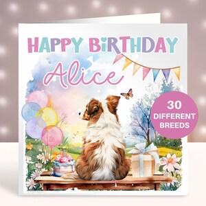 Personalisierte Australian Shepherd Geburtstagskarte, Karte für Schwester, Bestie, Karte für Tochter, Enkelin, Nichte, Frau Hundemutter, Hundemutter