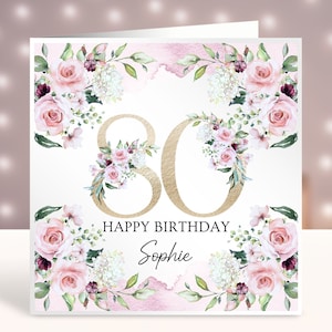 Personalisierte 80er Geburtstagskarte, Karte für sie, 80er Geburtstagsgeschenk, jedes Alter, alles Gute zum Geburtstag, Schwester, Freund, Mutter, Tante, Tochter