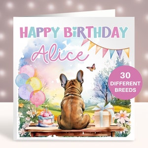 Cartão de aniversário personalizado de buldogue francês, cartão para irmã, melhor amiga, cartão para filha, neta, sobrinha, esposa, mãe de cachorro, mãe de cachorro, cartão de animal de estimação