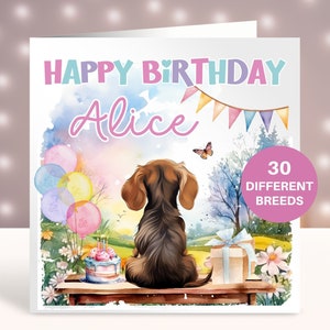 Cartão de aniversário personalizado de Dachshund, cartão para irmã, melhor amiga, cartão para filha, neta, sobrinha, esposa, mãe de cachorro, mãe de cachorro, cartão de animal de estimação