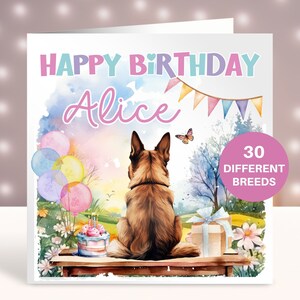 Cartão de aniversário personalizado de pastor alemão, cartão para irmã, melhor amiga, cartão para filha, neta, sobrinha, esposa, mãe de cachorro, cartão de animal de estimação