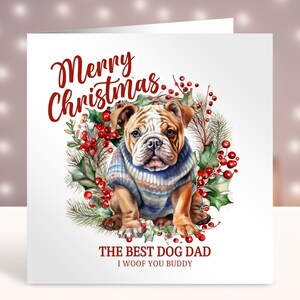 Gepersonaliseerde kerstkaart van de hond, pawsome papa, mama, Engelse bulldogkaart, kaart hondenliefhebbers, kaarten voor hondenbezitters, hondentrimmer