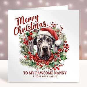Gepersonaliseerde kerstkaart van de hond, Pawsome Daddy, Mummy, German Mastiff Card, Dog Lovers Card, kaarten voor hondenbezitters, hondentrimmer