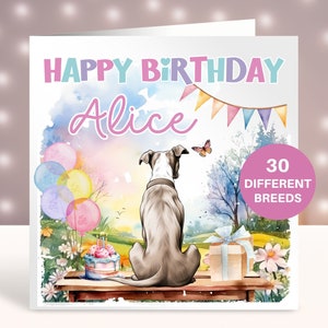 Personalisierte Greyhound Geburtstagskarte, Karte für Schwester, Bestie, Karte für Tochter, Enkelin, Nichte, Frau Hundemutter, Hundemutter, Haustierkarte