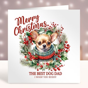 Gepersonaliseerde kerstkaart van de hond, papa, mama, chihuahuakaart, kaart voor hondenliefhebbers, kaarten voor hondenbezitters, hondentrimmer