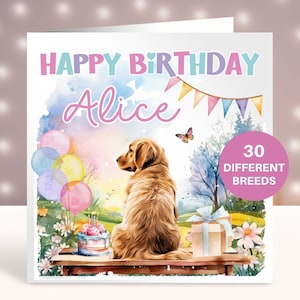 Personalisierte Golden Retriever Geburtstagskarte, Karte für Schwester, Bestie, Karte für Tochter, Enkelin, Nichte, Frau Hund Mutter, Mutter, Haustierkarte