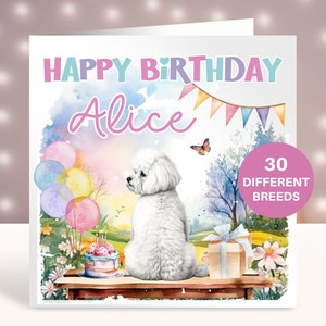 Cartão de aniversário personalizado de Bichon Frise, cartão para irmã, melhor amiga, cartão para filha, neta, sobrinha, esposa, mãe de cachorro, mãe de cachorro, cartão de animal de estimação