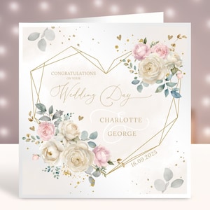 Carte de mariage personnalisée, carte de félicitations le jour de votre mariage, carte-cadeau souvenir de M. et Mme, carte de joyeux mariage, carte de jeunes mariés
