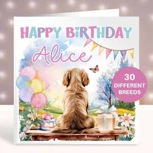 Cartão de aniversário personalizado do Golden Retriever, cartão para irmã, melhor amiga, cartão para filha, neta, sobrinha, esposa, cachorro, mãe, cartão de animal de estimação