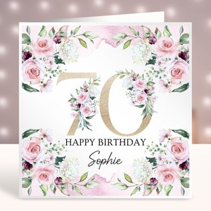 Cartão de aniversário de 70 anos personalizado, cartão para ela, presente de 70 anos, qualquer idade, cartão de feliz aniversário, irmã, amiga, mãe, tia, filha