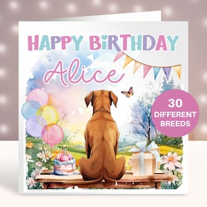 Personalisierte Rhodesian Ridgeback Geburtstagskarte, Karte für Schwester, Bestie, Karte für Tochter, Enkelin, Nichte, Frau Hund Mutter, Mutter Haustier Karte
