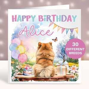 Cartão de aniversário personalizado da Pomerânia, cartão para irmã, melhor amiga, cartão para filha, neta, sobrinha, esposa, mãe de cachorro, mãe de cachorro, cartão de animal de estimação