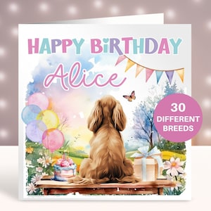 Cartão de aniversário personalizado de Cocker Spaniel, cartão para irmã, melhor amiga, cartão para filha, neta, sobrinha, esposa, mãe de cachorro, mãe de cachorro, cartão de animal de estimação