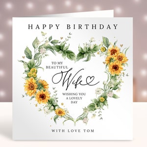 Carte d'anniversaire personnalisée, carte pour elle, carte d'anniversaire florale, carte personnalisée, soeur, amie, maman, tante, fille, femme, verdure
