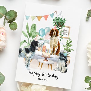 Carte d'anniversaire personnalisée épagneul Springer, carte d'anniversaire pour amoureux des chiens, carte drôle, amoureux des plantes, carte de propriétaire de chien, dame folle des plantes, merci