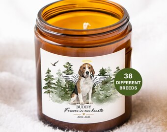 Personalised Pet Sympathy Gift, Beagle Gift, Pet Memorial, Personalised Candle Soy Wax, Remembrance Candle, In Loving Memory