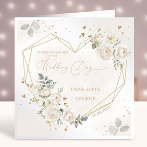 Carte de mariage personnalisée, carte de félicitations le jour de votre mariage, carte-cadeau souvenir de M. et Mme, carte de joyeux mariage, carte de jeunes mariés