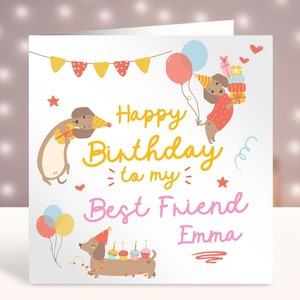 Alles Gute zum Geburtstag für meinen besten Freund, Dackel, Karte für Schwester, Bestie, Karte für sie, Karte für Freund, lustige Hunde-Geburtstagskarte