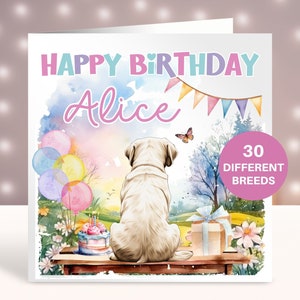 Cartão de aniversário personalizado de labrador retriever, cartão para irmã, melhor amiga, cartão para filha, neta, sobrinha, esposa, cachorro, mãe, cartão de animal de estimação