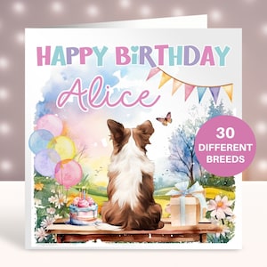 Cartão de aniversário personalizado de Border Collie, cartão para irmã, melhor amiga, cartão para filha, neta, sobrinha, esposa, mãe de cachorro, mãe de cachorro, cartão de animal de estimação