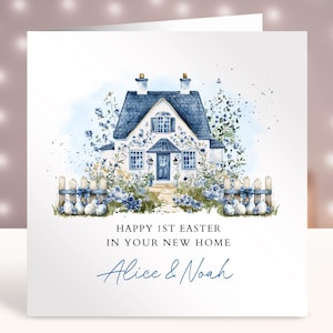 Cartão de Páscoa personalizado para a família, Feliz 1ª Páscoa em sua nova casa, Cartão de Feliz Primeira Casa, Parabéns pela sua nova casa, Cartão da Primeira Casa