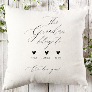 This Grandma Belongs To Cushion, Gift For Gran Nan Nanny Grandma , Grandkids Name Pillow, Grandchildren Home Decor, Christmas Birthday Gift