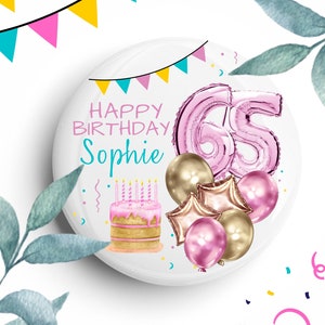 Happy Birthday Anstecker, Schwester, Tochter, Freundin, 16., 18., 21., 20., 35., 45., 65., personalisierte GeburtstagSparty Button UK