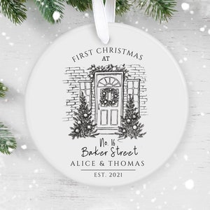 Personalised New Home Ceramic Decoration, Road Name, Personalized  Christmas Ornament 2022, First Christmas, New Home, Greenery, Home Owner