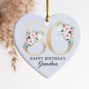 80th Birthday Ornament, Ceramic Heart, Birthday Gift Ideas, Gift For Her 18th 21st 30th 40th 50th 60th 70th , Personalised Keepsake, UK