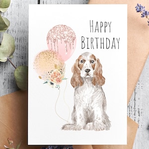Cocker anglais, carte d'anniversaire personnalisée, carte pour elle et lui, cadeau d'anniversaire, propriétaire de chien, soeur, amie, maman, tante, fille