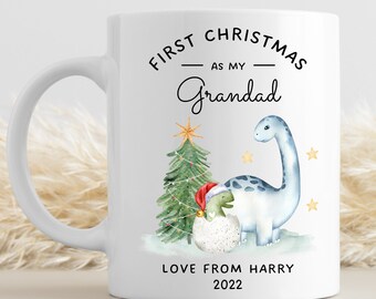 Tazza per il primo Natale del nonno, regalo di Natale per il nonno con i dinosauri