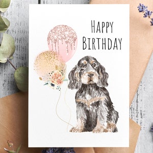 Cocker anglais, carte d'anniversaire personnalisée, carte pour elle et lui, cadeau d'anniversaire, propriétaire de chien, soeur, amie, maman, tante, fille