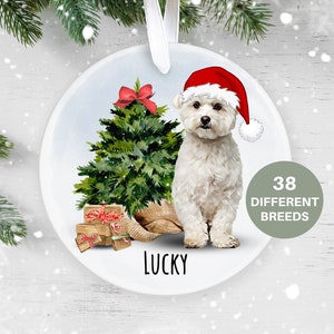 Personalised Maltese Christmas Decoration, Personalised  Christmas Ornament, Christmas Tree Ornament, Pet Lover Bauble, New Puppy Gift