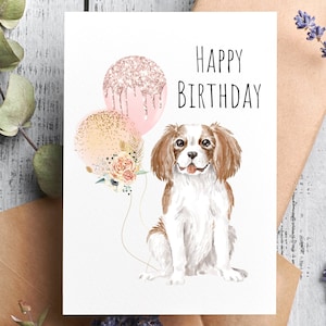 Cavalier King Charles-spaniël, gepersonaliseerde verjaardagskaart, kaart voor haar hem, verjaardagscadeau, elke leeftijd, zus, vriend, moeder, tante, dochter