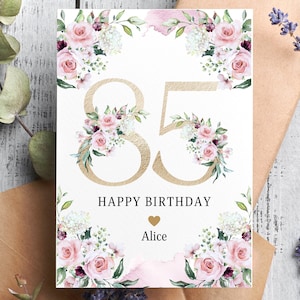 Personalisierte 85er Geburtstagskarte, Karte für sie, 85er Geburtstagsgeschenk, 85 Jahre, alles Gute zum Geburtstag, Schwester, Freundin, Mutter, Tante, Tochter