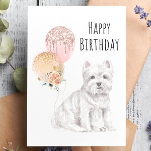 West Highland White Terrier, personalisierte Geburtstagskarte, Karte für sie ihn, Geburtstagsgeschenk, Hundebesitzer, Schwester, Freundin, Mutter, Tante, Tochter