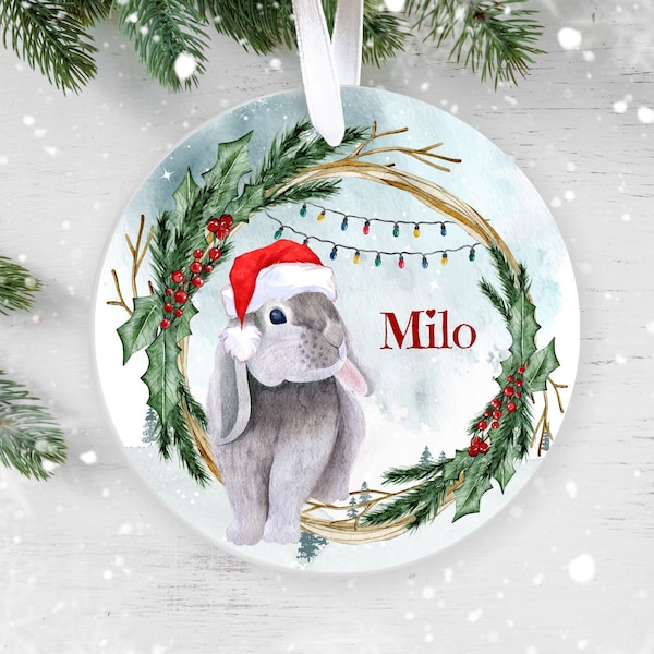 Ornement de Noël lapin, Bauble de lapin, Ornement de Noël personnalisé, Ornement d’arbre de Noël, Bauble personnalisé pour les amoureux des animaux de compagnie, Souvenir