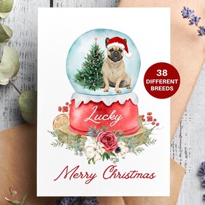 Französische Bulldogge Karte, personalisierte Weihnachtskarte vom Hund, Weihnachtskarte, Hundeliebhaber Karte, handgemachte Karten, Weihnachtsmütze für Hund