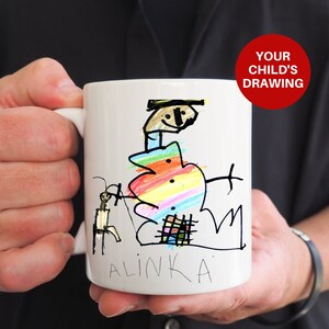 Your Child's Artwork Drawing on Ceramic Mug, Child's Drawing Mug, Kids Artwork Cup, Gift for Parent, Grandparent, Teacher, Christmas Gift UK