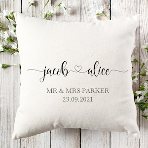Wedding Gift for Couple, Personalised Cushion, Home Decor Wedding Gift, Anniversary Present, Personalised Wedding Gift, Engagement Gift