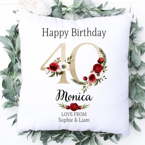 Personalised 40th Birthday Cushion, Name Cushion, Age, Birthday Gift, Home Decor, Special Age Birthday 40th Pillow, Mum Daughter Grandma image 1